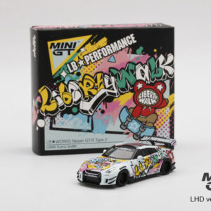 MINI GT #244 — LB★WORKS Nissan GT-R (R35) Type 2 Rear Wing ver 3 "LBWK Kuma Graffiti" LHD version only Limited Edition 5000 pcs
