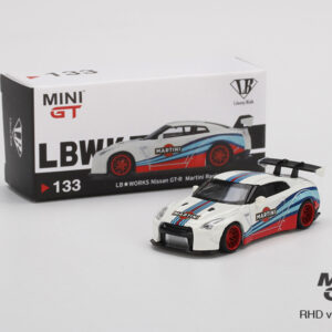 MINI GT #133 — LB WORKS Nissan GT-R (R35) Type 1, Rear Wing Version 1, Martini Racing LHD / RHD Available LHD version - MGT00133-L RHD version - MGT00133-R