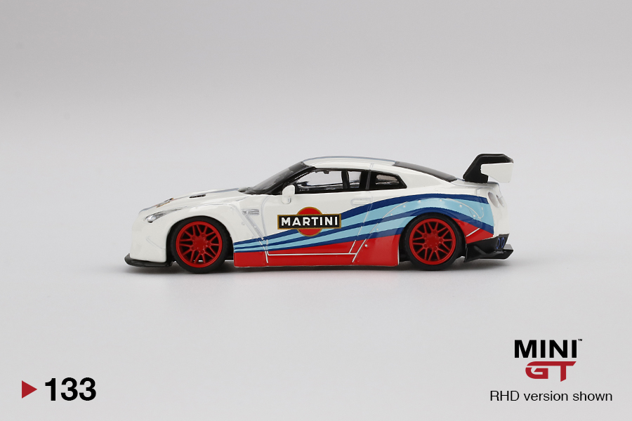 MINI GT #133 — LB WORKS Nissan GT-R (R35) Type 1, Rear Wing Version 1, Martini Racing LHD / RHD Available LHD version - MGT00133-L RHD version - MGT00133-R - Image 5