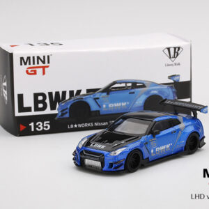 MINI GT #135 — LB WORKS Nissan GT-R (R35) Type 2, Rear Wing Version 3, LB Work Livery 2.0 Blue