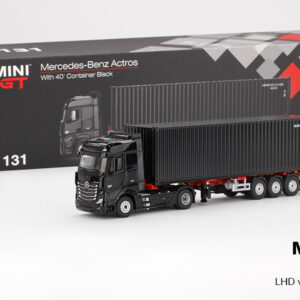 MINI GT #131 — Mercedes-Benz Actros w/ 40 Ft Container Black LHD version only [ USA EXCLUSIVE PRODUCT ]