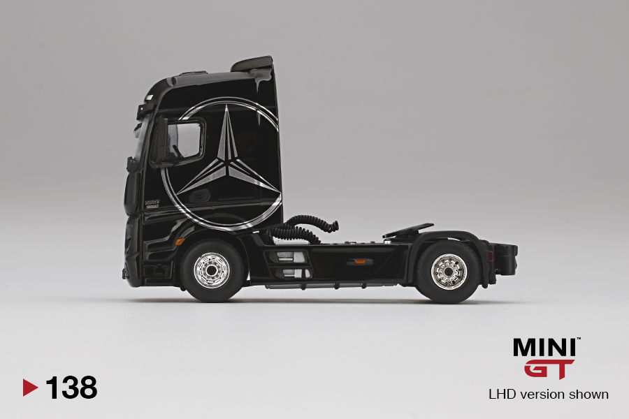 MINI GT #138 — Mercedes-Benz Actros Black w/ Silver Mercedes Logo - Image 4