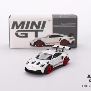 MINI GT #630 — Porsche 911 (992) GT3 RS White with Pyro Red Accent Package