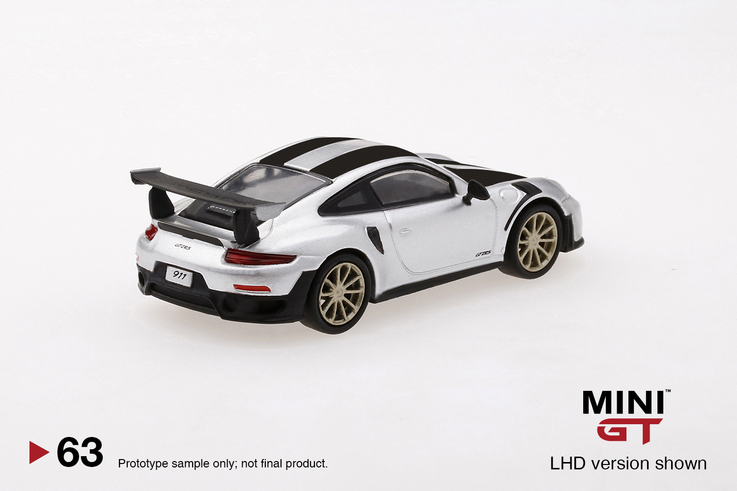 MINI GT #63 — Porsche 911 GT2 RS Weissach Package GT Silver Metallic LHD / RHD available. - Image 4