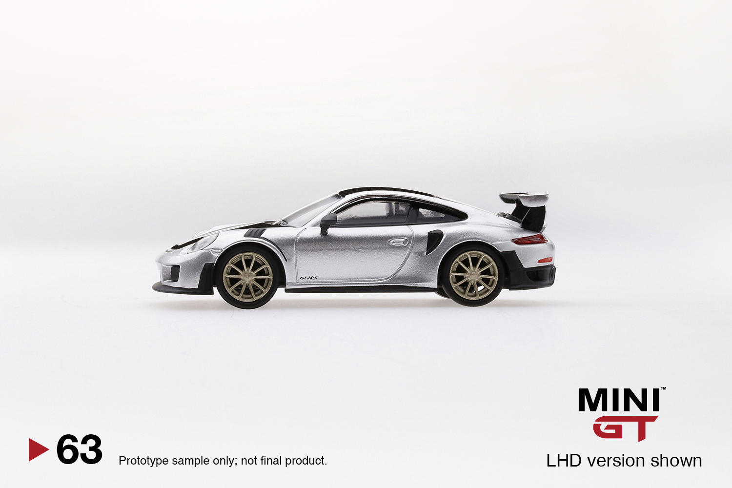 MINI GT #63 — Porsche 911 GT2 RS Weissach Package GT Silver Metallic LHD / RHD available. - Image 5