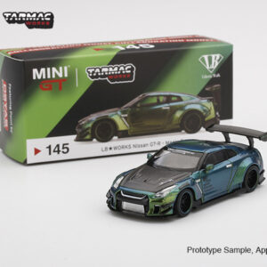 MINI GT #145 — LB★WORKS Nissan GT-R (R35) Type 2, Rear Wing ver 3 Magic Green [TARMAC EXCLUSIVE PRODUCT] MINI GT x TARMAC
