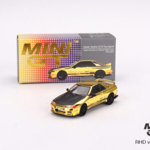 MINI GT #671 — Nissan Skyline GT-R Top Secret VR32 Gold Chrome w/ Carbon Fiber hood TAS 2024 [ Tokyo Auto Salon 2024 Event Special Model ]