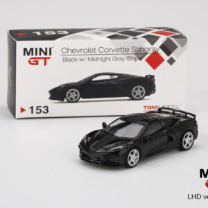 MINI GT #153 — Chevrolet Corvette Stingray 2020 Black w/ Midnight Gray Stripe LHD / RHD Available LHD version - MGT00153-L RHD version - MGT00153-R