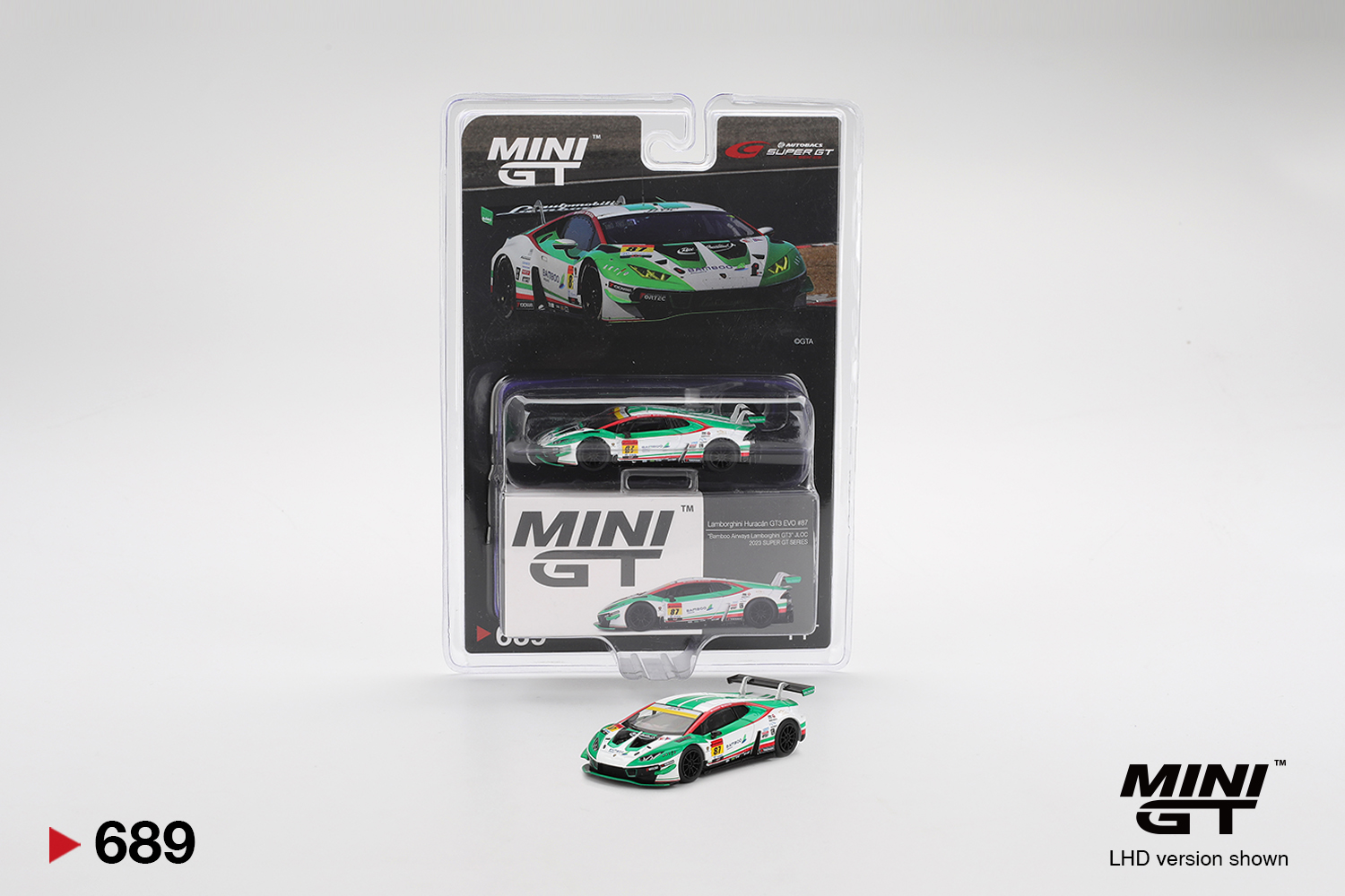 MINI GT #689 — Lamborghini Huracán GT3 EVO2 #87 "Bamboo Airways Lamborghini GT3" JLOC 2023 SUPER GT SERIES