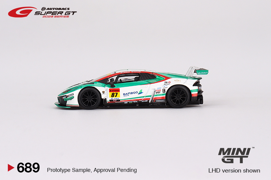 MINI GT #689 — Lamborghini Huracán GT3 EVO2 #87 "Bamboo Airways Lamborghini GT3" JLOC 2023 SUPER GT SERIES - Image 6