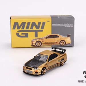 MINI GT #676 — Nissan Skyline GT-R (R34) Top Secret Top Secret Gold [ Japan Exclusive ]