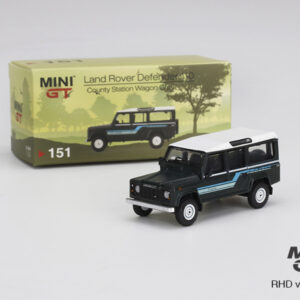MINI GT #151 — Land Rover Defender 110 1985 County Station Wagon Grey LHD / RHD Available LHD version - MGT00151-L RHD version - MGT00151-R