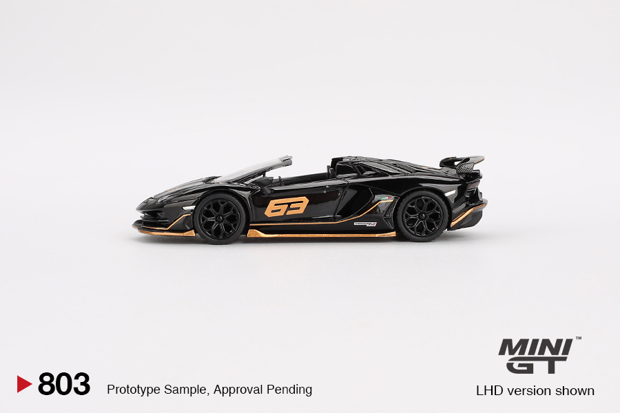 MINI GT #803 — Lamborghini Aventador SVJ 63 Roadster Nero Aldebaran - Image 5