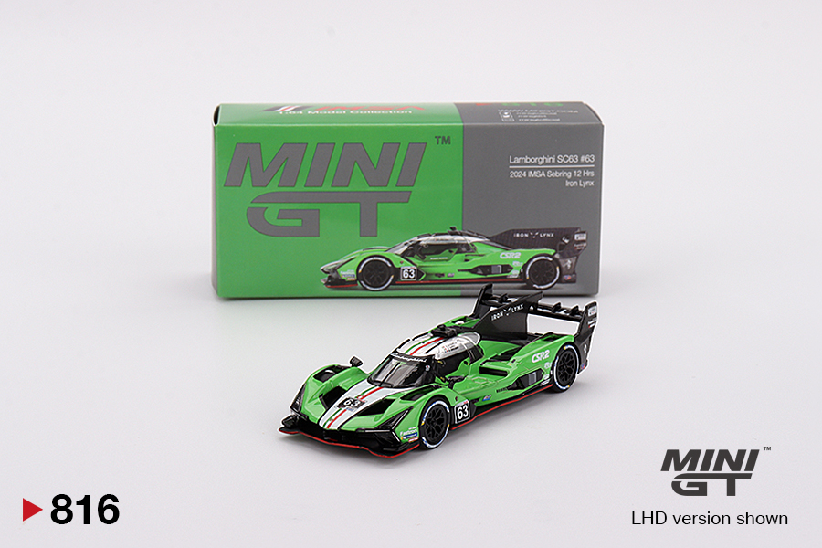 MINI GT #816 — Lamborghini SC63 #63 Iron Lynx 2024 IMSA Sebring 12 Hrs