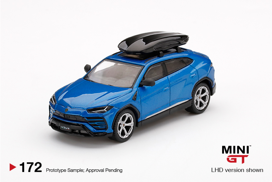 MINI GT #172 — Lamborghini Urus Blu Eleos w/ Roof Box * The roof box is in fixed position and cannot be removed. LHD version - MGT00172-L RHD version - MGT00172-R - Image 3