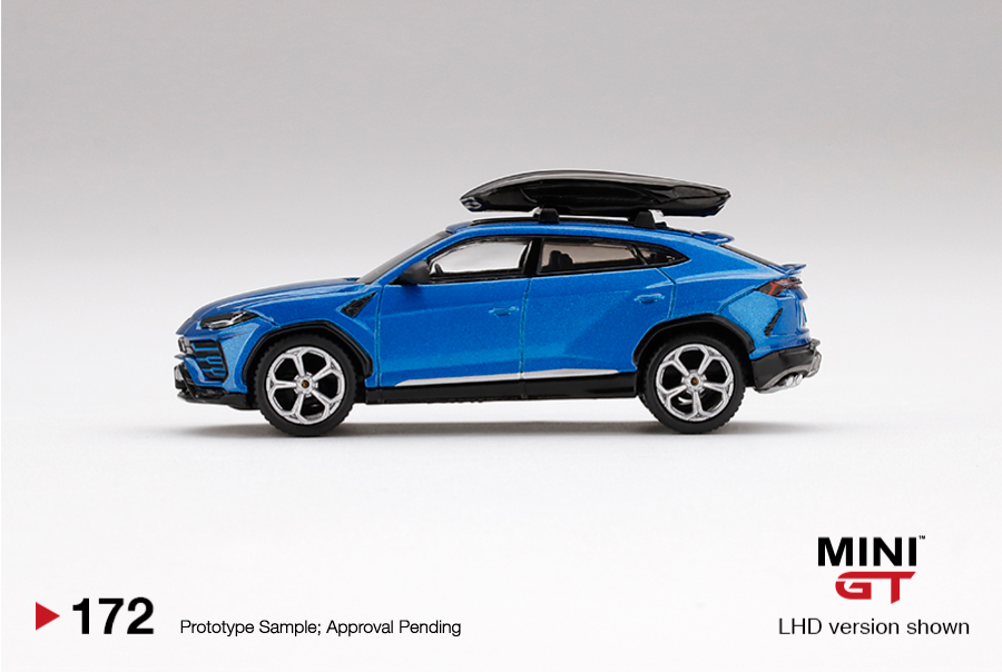 MINI GT #172 — Lamborghini Urus Blu Eleos w/ Roof Box * The roof box is in fixed position and cannot be removed. LHD version - MGT00172-L RHD version - MGT00172-R - Image 5