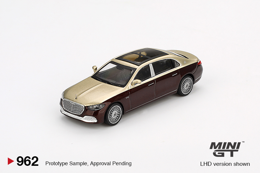 MINI GT #962 — Mercedes-Maybach S 680 Gold / Dark Red Metallic - Image 3