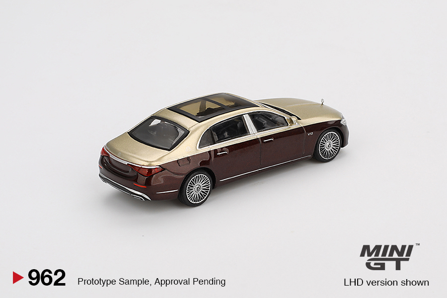 MINI GT #962 — Mercedes-Maybach S 680 Gold / Dark Red Metallic - Image 4