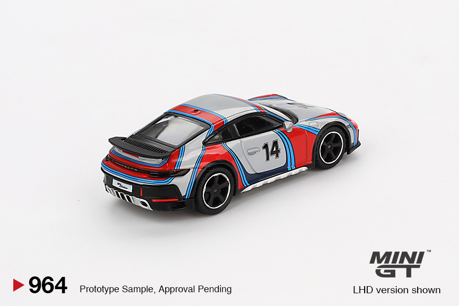 MINI GT #964 — Porsche 911 Dakar Ice Grey Metallic "Rally 1978" - Image 4