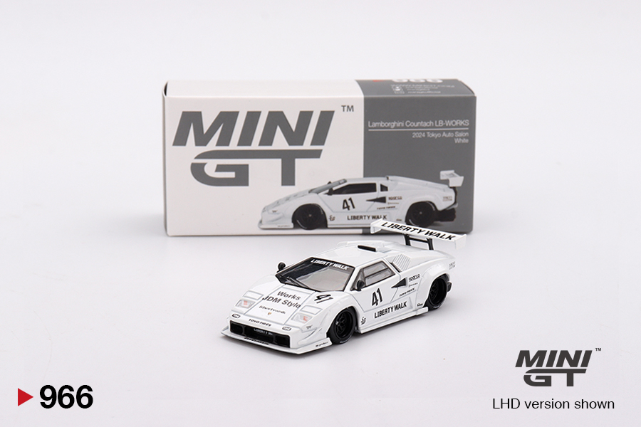 MINI GT #966 — Lamborghini Countach LB-WORKS White 2024 Tokyo Auto Salon