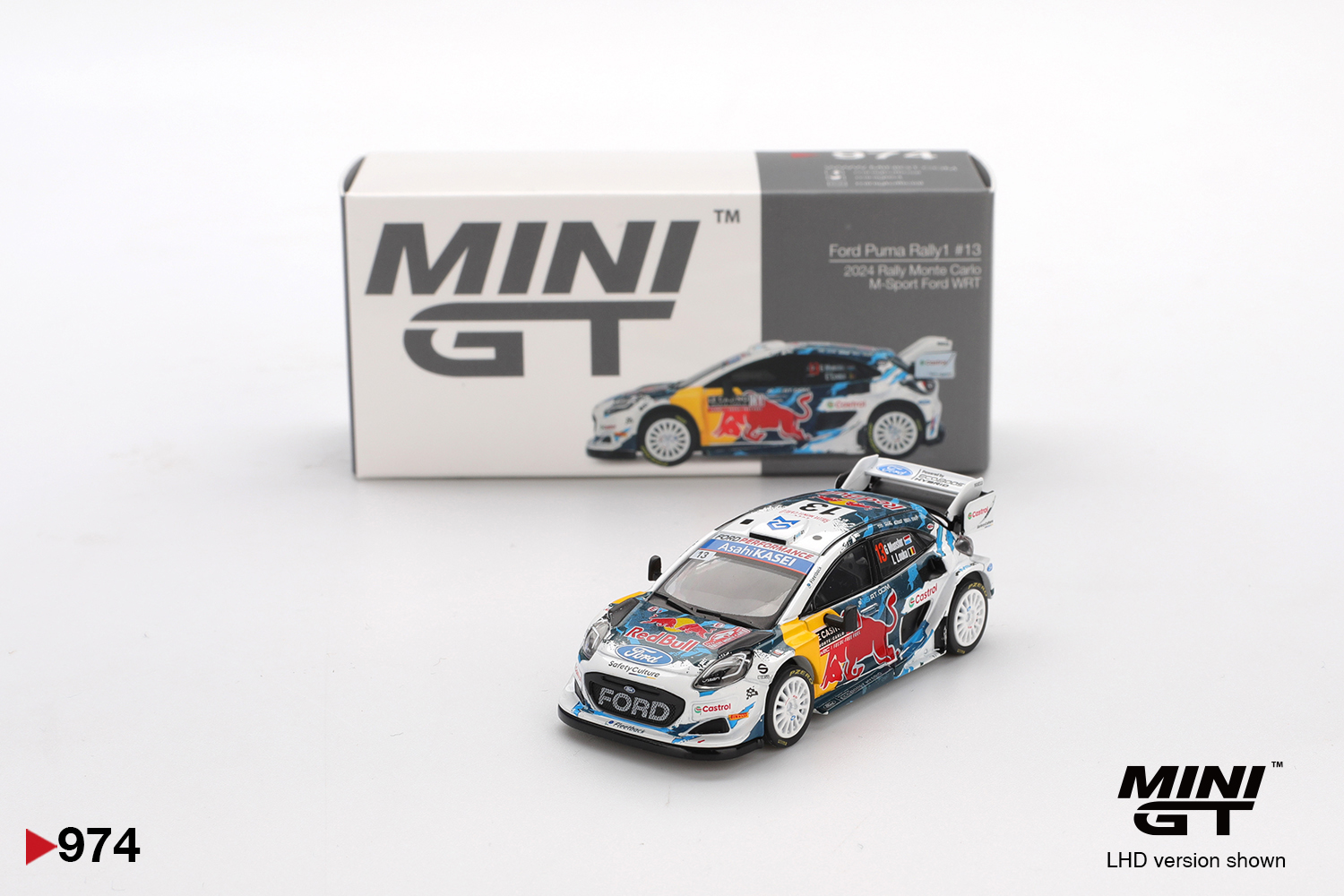 MINI GT #974 — Ford Puma Rally1 #13 M-Sport Ford WRT 2024 Rally Monte Carlo