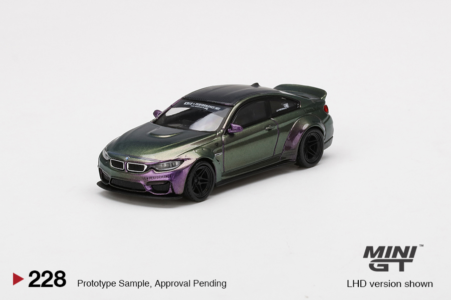 MINI GT #228 — LB★WORKS BMW M4 Purple-Green Metallic - Image 3