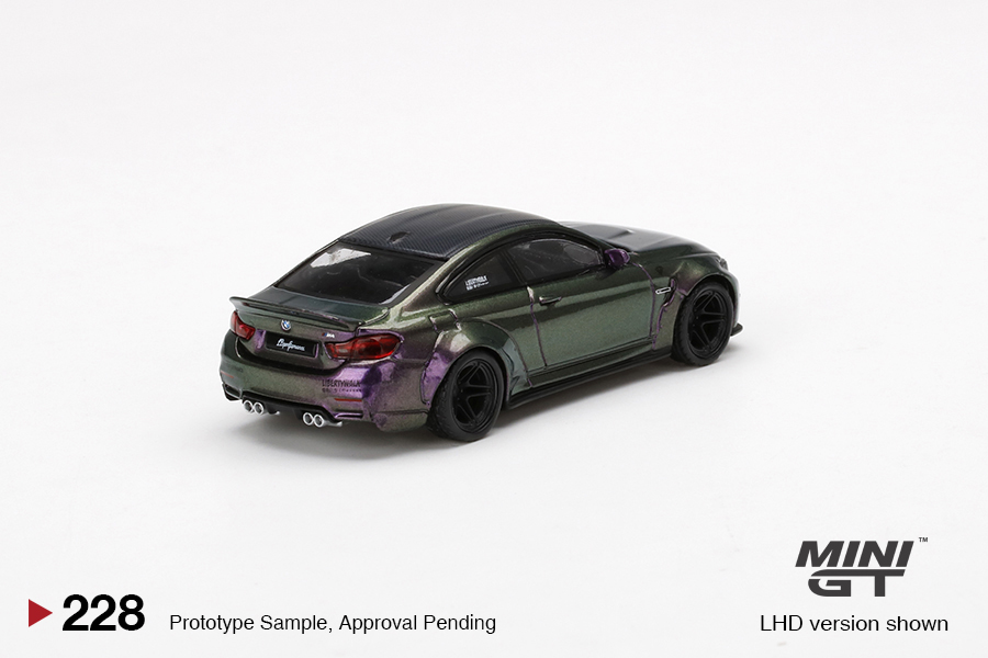 MINI GT #228 — LB★WORKS BMW M4 Purple-Green Metallic - Image 4
