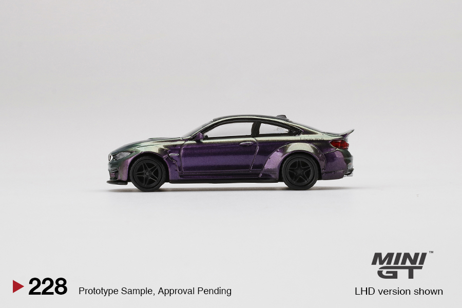 MINI GT #228 — LB★WORKS BMW M4 Purple-Green Metallic - Image 5