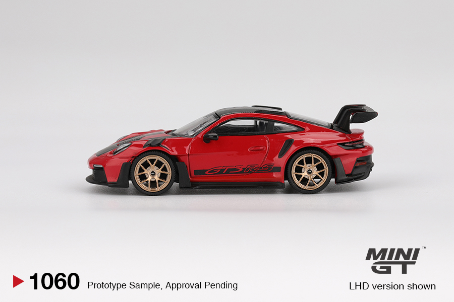 MINI GT #1060 — Porsche 911 (992) GT3 RS Weissach Package Guards Red - Image 4
