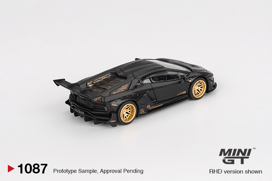 MINI GT #1087 — LB★WORKS Lamborghini Aventador Limited Edition Matte Black - Image 3