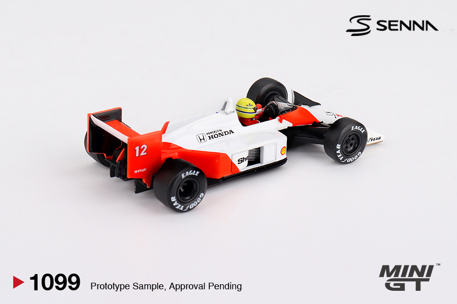 MINI GT #1099 — McLaren MP4/4 #12 Ayrton Senna 1988 Japanese Grand Prix Winner Senna's Grand Prix Legends - Image 3