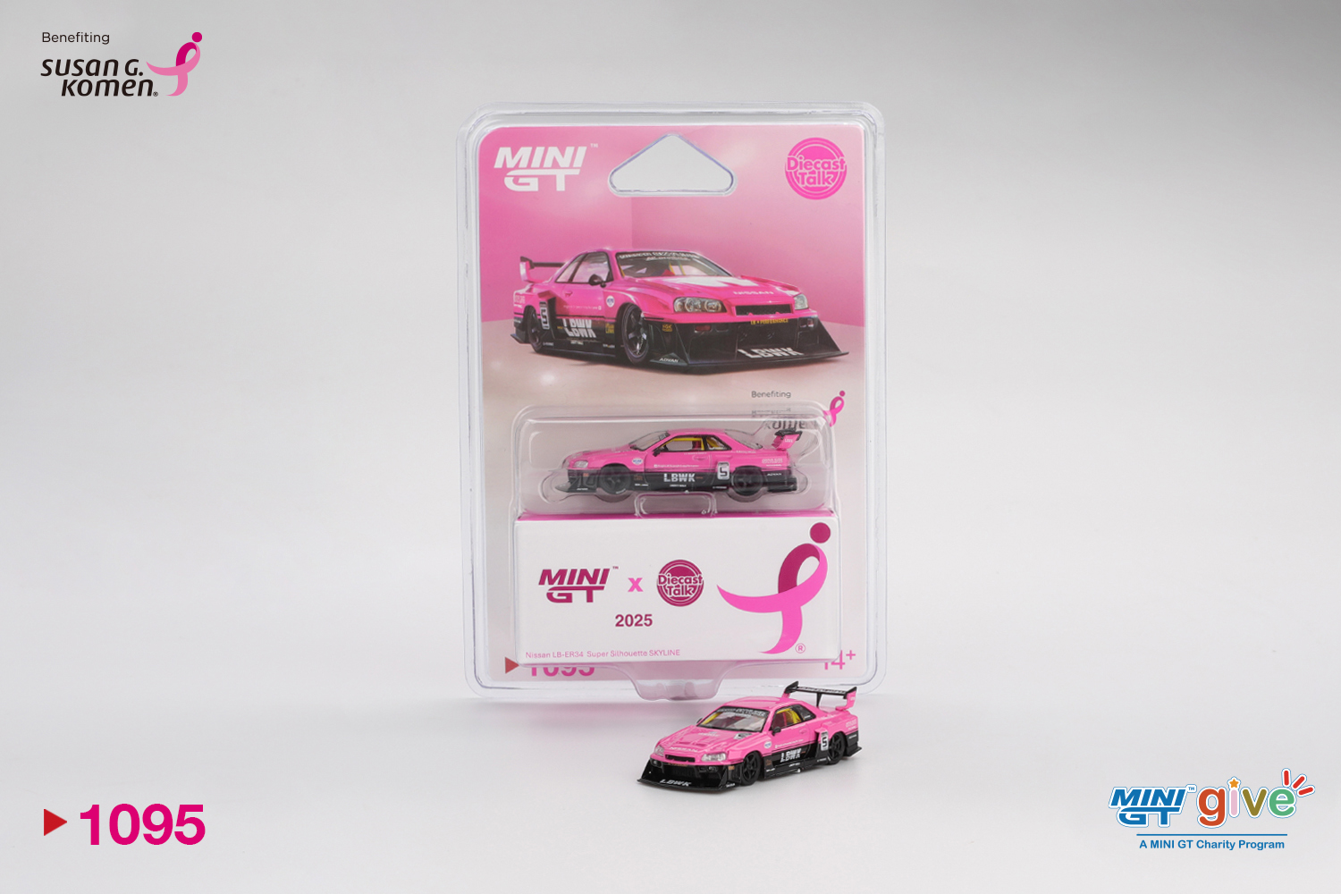 MINI GT #1095 — Nissan LB-ER34 Super Silhouette SKYLINE MINI GT Give x Diecast Talk — For Susan G. Komen