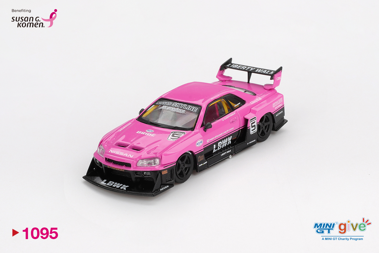 MINI GT #1095 — Nissan LB-ER34 Super Silhouette SKYLINE MINI GT Give x Diecast Talk — For Susan G. Komen - Image 3