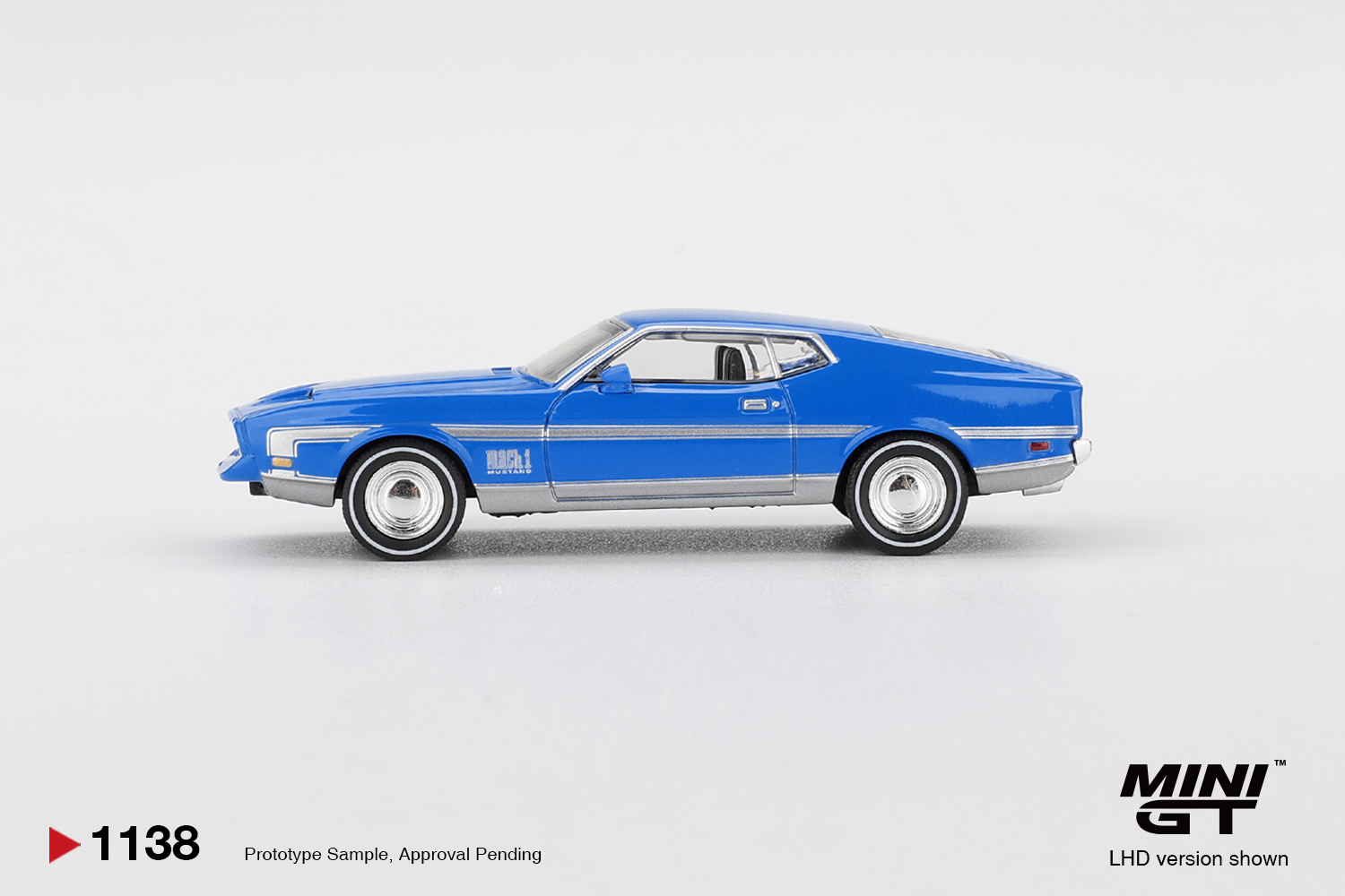 MINI GT #1138 — Ford Mustang Mach 1 Grabber Blue - Image 4