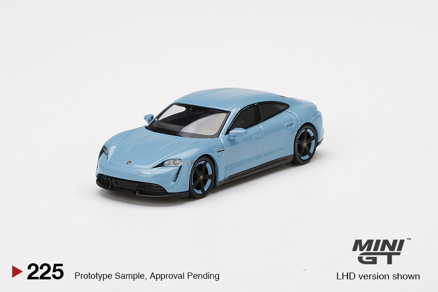 MINI GT #225 — Porsche Taycan Turbo S Frozen Blue Metallic - Image 3