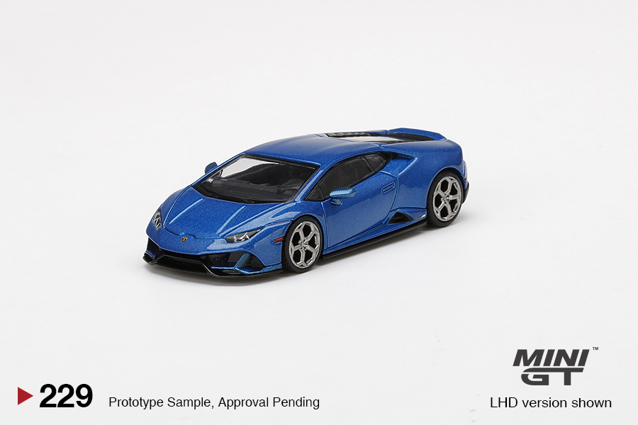 MINI GT #229 — Lamborghini Huracán EVO Blu Eleos - Image 3