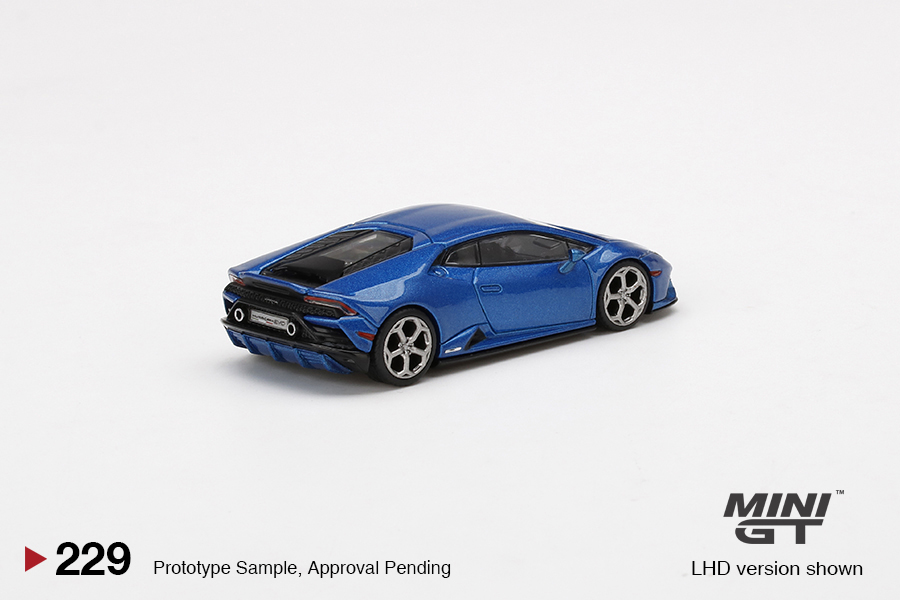 MINI GT #229 — Lamborghini Huracán EVO Blu Eleos - Image 4