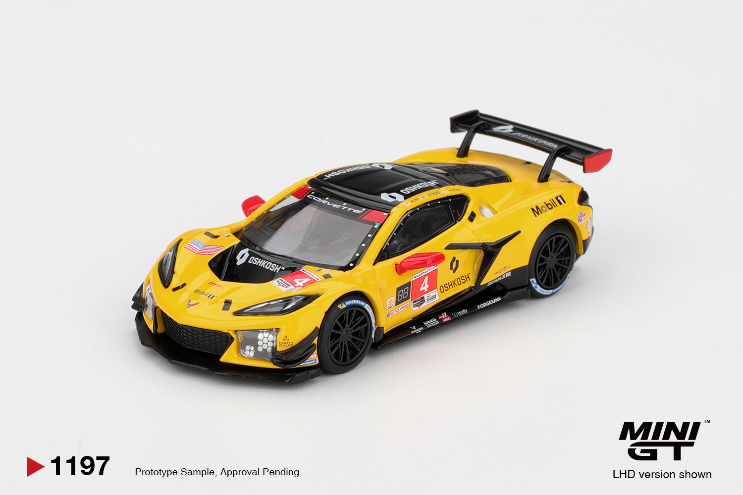 MINI GT #1197 — Chevrolet Corvette Z06 GT3.R #4 Corvette Racing by Pratt Miller Motorsports 2025 IMSA Daytona 24 Hrs