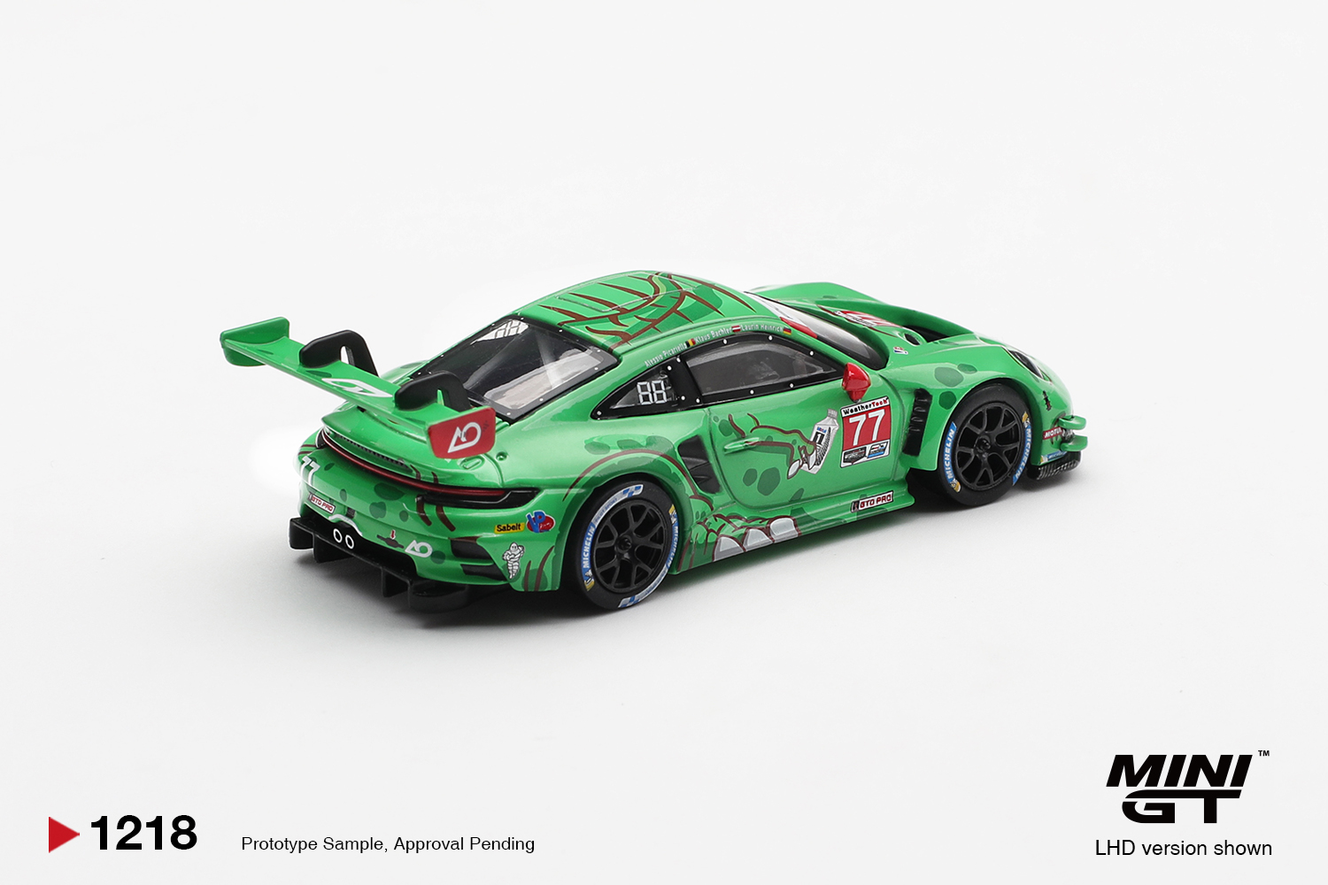 MINI GT #1218 — Porsche 911 GT3 R (992) #77 AO Racing 2025 IMSA Sebring 12 Hrs Class Winner - Image 3