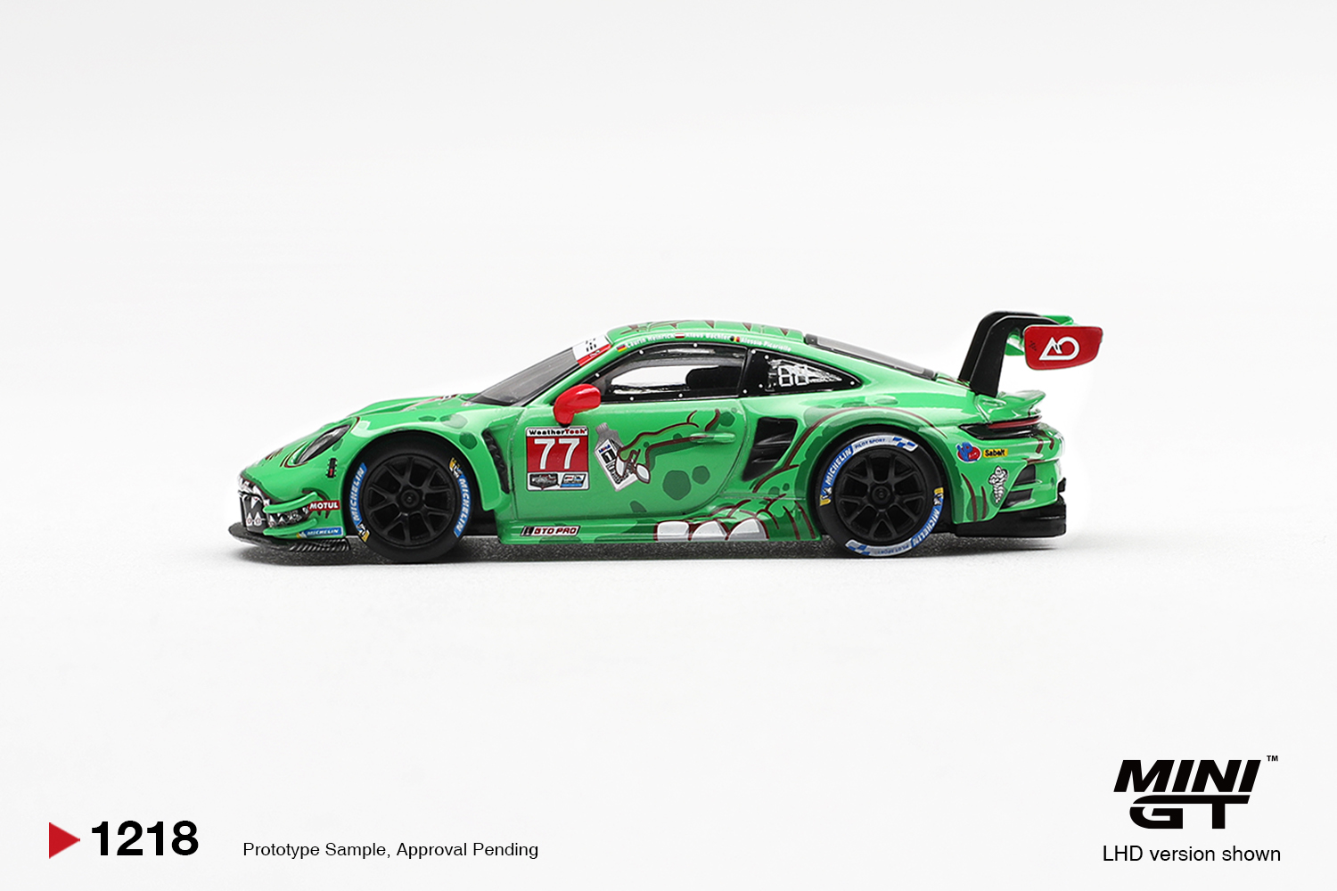 MINI GT #1218 — Porsche 911 GT3 R (992) #77 AO Racing 2025 IMSA Sebring 12 Hrs Class Winner - Image 4