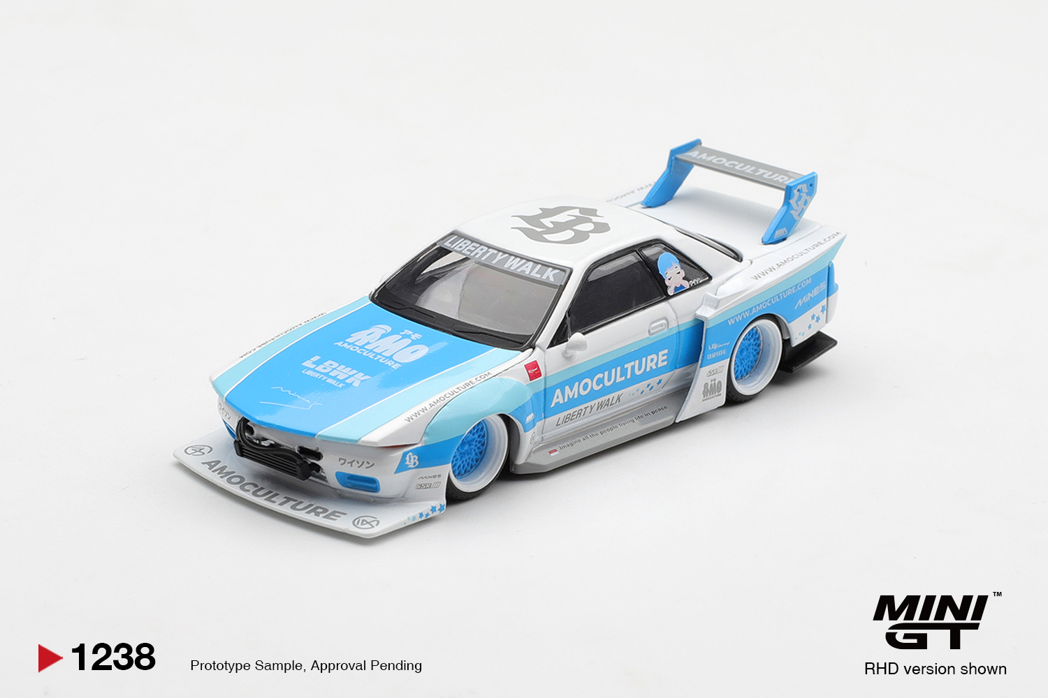 MINI GT #1238 — Nissan Skyline GT-R (R32) LBWK Kaido Works AMOCULTURE
