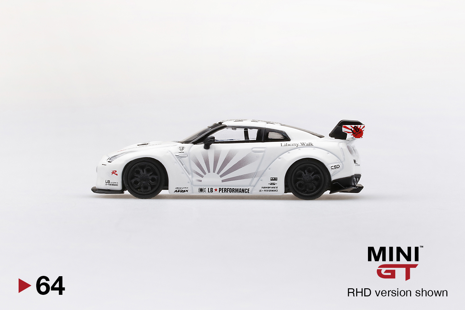 MINI GT #64 — LB★WORKS Nissan GT-R (R35) Type 1 , Rear Wing ver 1+2 White - Image 5