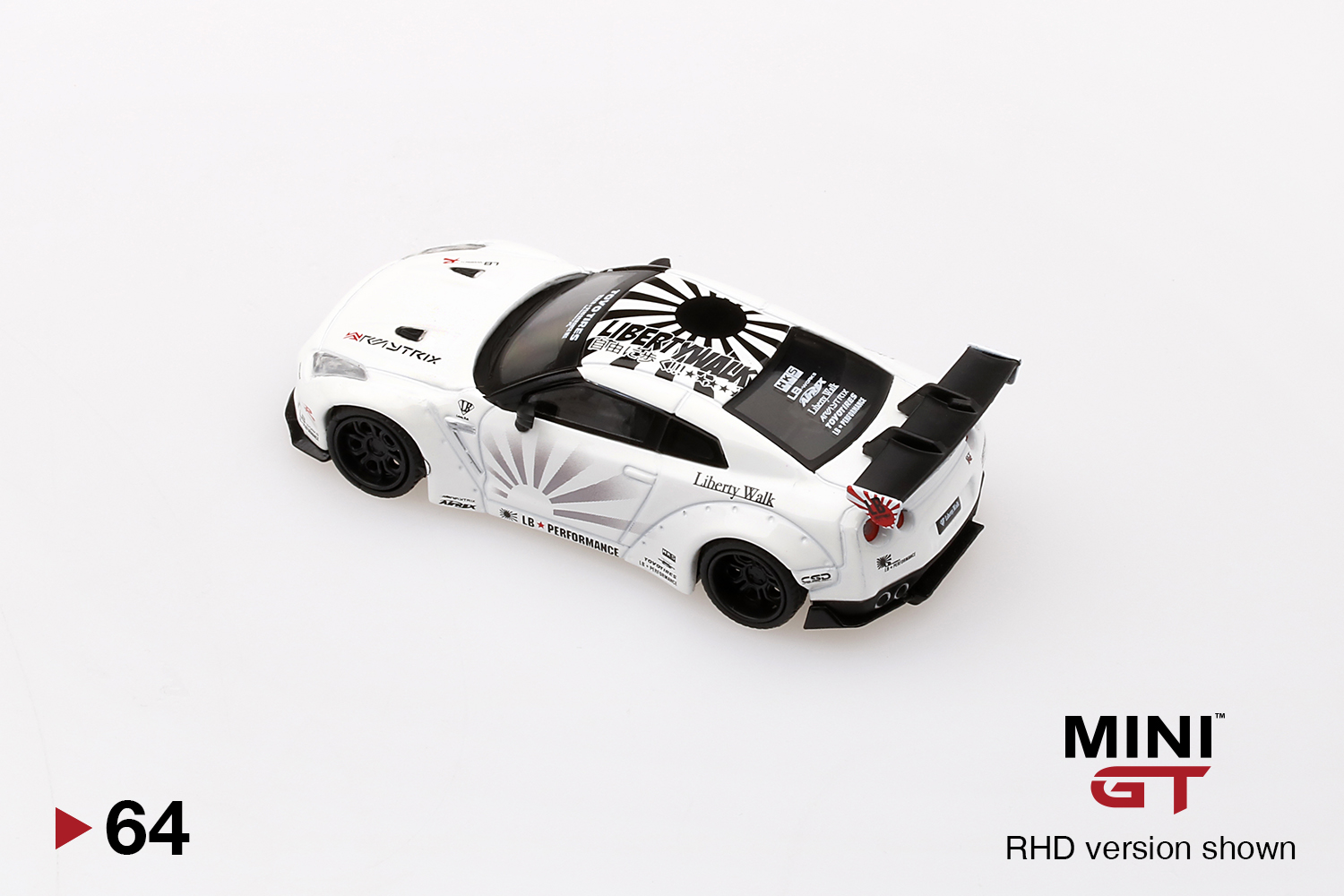 MINI GT #64 — LB★WORKS Nissan GT-R (R35) Type 1 , Rear Wing ver 1+2 White - Image 6