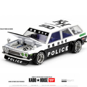 Kaido House x Mini GT Datsun KAIDO 510 Wagon Police - Black White Two-Tone