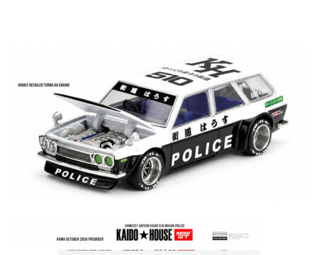 Kaido House x Mini GT Datsun KAIDO 510 Wagon Police - Black White Two-Tone