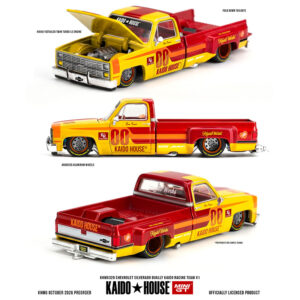 Kaido House x Mini GT Chevrolet Silverado Dually Kaido Racing Team V1 – Yellow Red Two- Tone