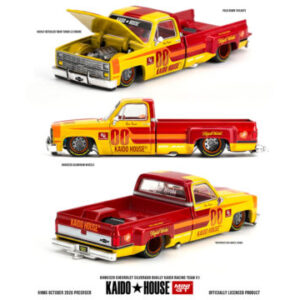 Kaido House x Mini GT Chevrolet Silverado Dually Kaido Racing Team V1 - Yellow Red Two- Tone