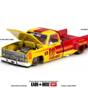 Kaido House x Mini GT Chevrolet Silverado Dually Kaido Racing Team V1 - Yellow Red Two- Tone