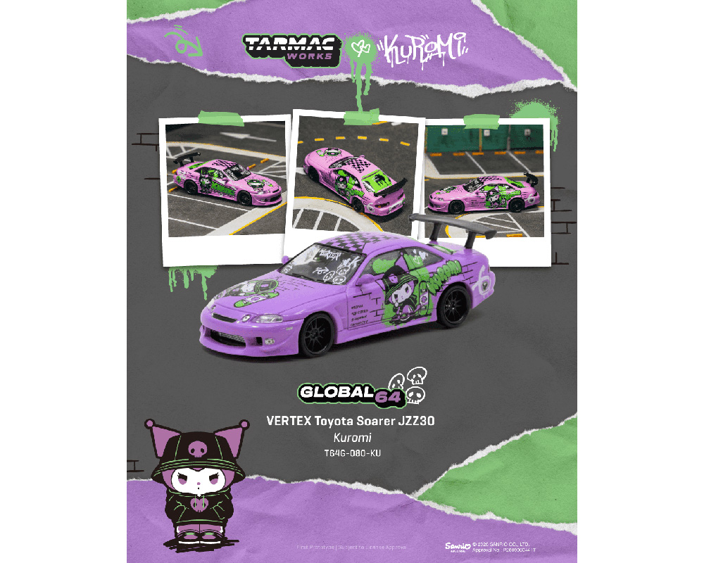 Tarmac Works 1:64 VERTEX Toyota Soarer JZZ30 Kuromi Sanrio - Global64 - Limited Edition